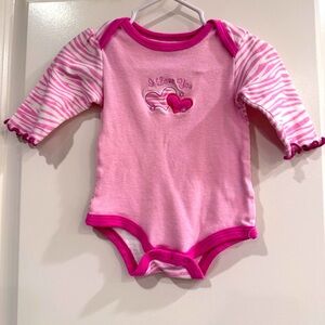 Bon Bebe Pink & White Onesie "I Love You" Hearts Bodysuit 100% Cotton Baby 3-6mo